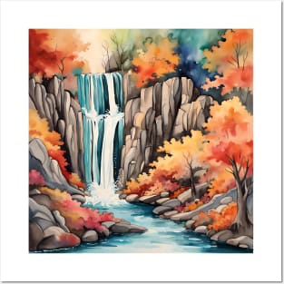 Water Color Waterfall Wonderland Posters and Art